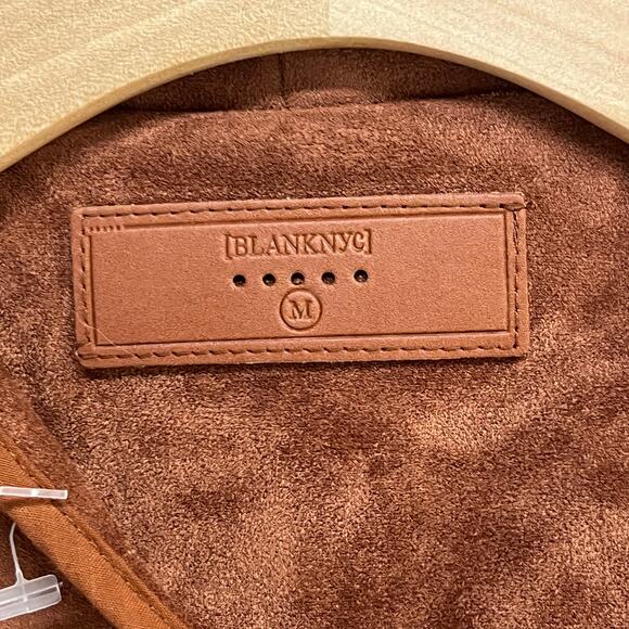 BLANKNYC Moto Jacket Womens M Rust Brown Faux Vegan Soft Suede Modern Boho Chic - Picture 14 of 16